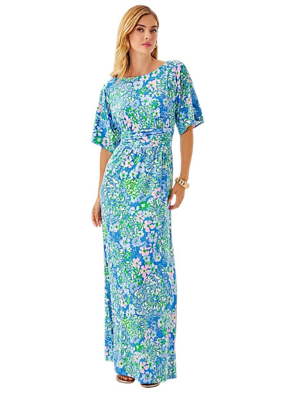 Lilly Pulitzer Parigi Boat Neck Maxi Dress in Sunwashed Blue NWT - Size Small